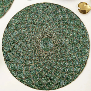 <b>Beaded</b> Placemats Set Round Decorative Table Mat Farmhouse Style Embroidered Mats & Pads <b>Coaster</b> Top Price - Product Image 1