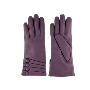 Gants de conduite en cuir pour femmes, à doigts entiers, chauds pour l'hiver, avec manchette longue et détail boutonné - Product Image 5