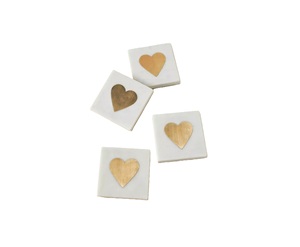 Sous-verres carrés modernes en pierre avec motif cœur doré, tapis antidérapants pour la décoration de table - Product Image 1
