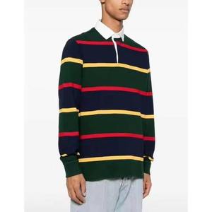 2026 Excellent Quality Men's Slim Fit <b>Stripped</b> Polo Shirts Custom Embroidery Logo Full Sleeve Long Sleeve Men's Wear Polo Shirts - Product Image 4