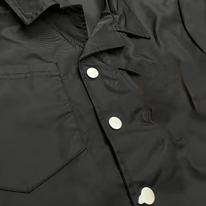 Conjunto de Camisa de Manga Corta y Pantalones Cortos Negros para Hombre, Color Sólido, Cuello Camisero, Atuendo Casual de Verano, Secado Rápido, Tela Satinada - Product Image 2