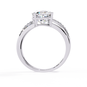 <b>Cushion</b> Cut Diamond Engagement Ring With Pavé Band White Gold Women's Classic Style GIA Certified - Product Image 4
