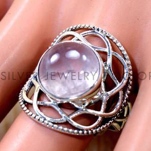 แหวนโรสควอตซ์เงินแท้ 925 ทำมือ ราคาขายส่ง เครื่องประดับเงิน - Product Image 2