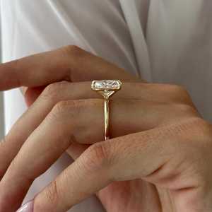 5 Carat Elongated Cushion Diamond <b>Solitaire</b> <b>Ring</b>, 14k Yellow Gold Minimalist Engagement <b>Ring</b>, IGI Certified - Product Image 6