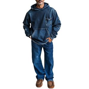 OEM ODM Veste en jean pour hommes Fournisseur en gros Veste en jean bleu Manteau boutonné décontracté à manches longues Fabricant de vêtements à la mode - Product Image 5