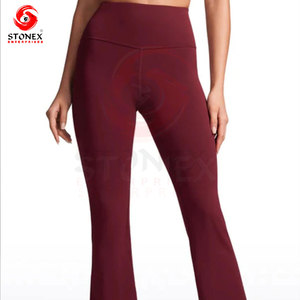 Leggings Deportivos STONEX para Mujer, Cintura Alta, Corte Acampanado, Color Sólido, Franja Lateral, Pantalones de Yoga Transpirables, Tejidos, Largos - Product Image 1