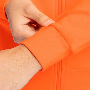 Men's Orange Hooded <b>Zip</b>-Up Sweatshirt Regular Fit Cotton Fleece Casual Autumn <b>Hoodie</b> with Front <b>Pocket</b> - Product Image 5
