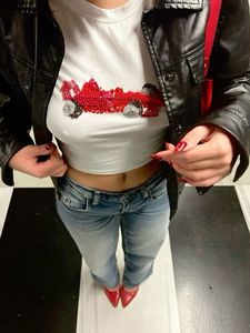 Game Day Custom Team Women T-shirts <b>Sequin</b> & Bead Embroidered Casual Glitter and Sparkling Women 100% Cotton Tees - Product Image 4