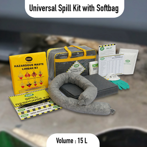 Kit Universal de 15 L para Derrames con Bolsa Flexible, Contenedor Transparente Resistente, Kit Absorbente para Limpieza de Derrames de Aceite y Productos Químicos para la Industria - Product Image 2