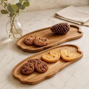 Wooden Serving Tray Rustic Style Reusable Natural Wood <b>Platter</b> for Dining Table Decor - Product Image 1