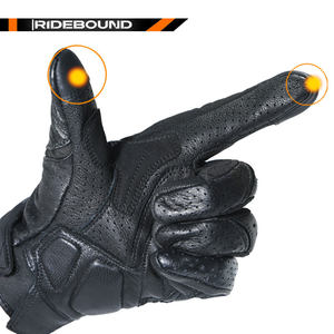 Guantes de Carreras de Cuero, Diseño de Panel de Malla Transpirable, Cierre de Gancho y Bucle, Unisex, Motocross, Impermeables, Negro, Blanco, Rojo - Product Image 3