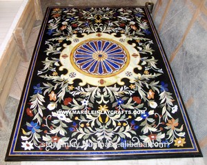 Hermosa mesa rectangular de diseño antiguo y nueva, con incrustaciones de mármol negro hecho a mano de la mejor calidad, para decoración del hogar y hoteles. - Product Image 5