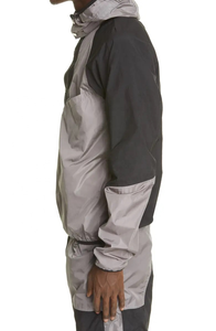 Zipper Up OEM <b>Men</b> Sets Two Piece Custom Windbreaker Shorts and <b>Jacket</b> <b>Reflective</b> Nylon Two Piece Windbreaker Short Set - Product Image 6