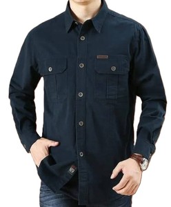 <b>Men's</b> <b>Denim</b> Twill Long Sleeve <b>Shirts</b> Polyester/Cotton Solid Casual Washed Quick Dry - Product Image 3