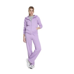 Ensemble de survêtements décontractés pour femmes, 2 pièces, respirant, écologique, séchage rapide, imprimé par transfert thermique, fermeture éclair, capuche, taille élastique - Product Image 1