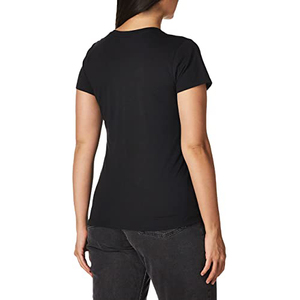 <b>Women</b> V-Neck T-<b>Shirt</b> <b>Black</b> Owl Print Casual Short Sleeve 100% Cotton Jersey Fit Regular Season All - Product Image 2