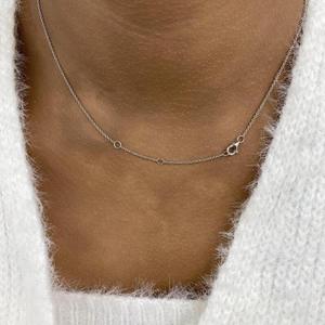 Collier pendentif double rangée de diamants taille poire en or blanc 14 carats, délicat et minimaliste, pour mariée, mariage, cadeau d'anniversaire pour femme - Product Image 3