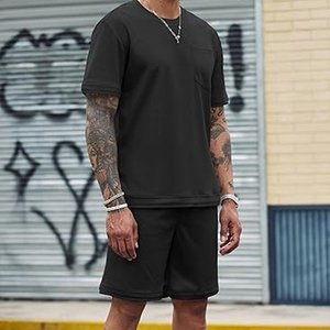 Mens T Shirt Cargo Shorts <b>Set</b> Manufacturer 2 Piece Cotton Summer Outfit OEM Custom Logo Wholesale Bulk - Product Image 2