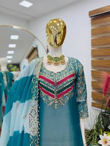 Conjunto de Salwar Kameez Mox Bordado con Palazzo y Dupatta, Ropa Tradicional India y Pakistaní para Bodas, Diwali y Fiestas, para Mujer - Product Image 3