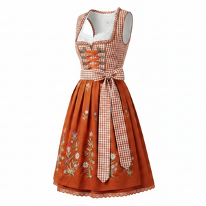 เดรส Dirndl แบบใหม่สำหรับผู้หญิง ปักลายเยอรมัน ผ้าระบายอากาศได้ดี ความยาวระดับเข่า ไม่มีแขน สไตล์ Oktoberfest - Product Image 5