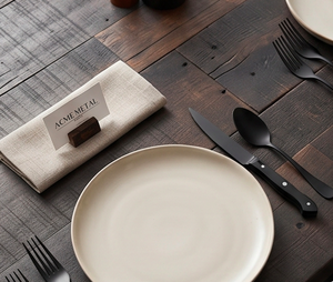 Ensemble de couverts noir mat au design minimaliste en acier inoxydable avec finition noire mate, compatible lave-vaisselle, idéal pour les fêtes et les restaurants - Product Image 5