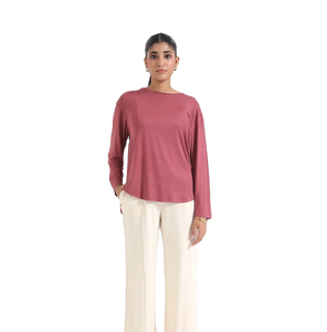 T-shirts à manches longues pour femmes en modal de haute qualité, coupe ajustée, avec logo personnalisé, style streetwear, t-shirts à manches longues unis personnalisés en gros - Product Image 1