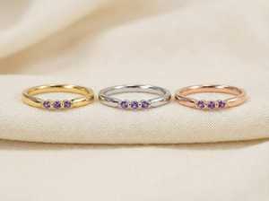 925 Sterling <b>Silver</b> Gemstone <b>Ring</b> with Amethyst for Women Certified Handcrafted Jewelry for Weddings & Parties <b>Eternity</b> Vermeil - Product Image 2