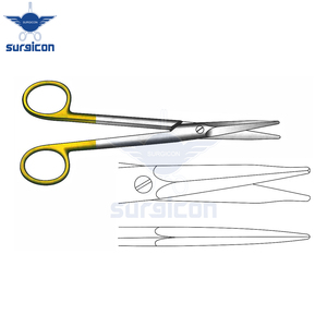 Ciseaux chirurgicaux droits de 16,5 cm (6-1/2 pouces) en carbure de tungstène doré TC, en acier inoxydable de précision - Product Image 2