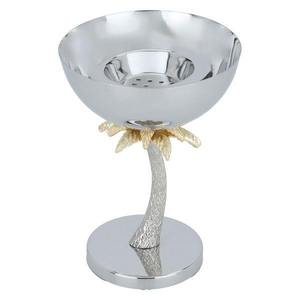 Brûleur de Bakhoor de Luxe en Argent et Or en Forme de Palmier, Encensoir Métallique Exotique Tropical avec Socle pour Oud et Encens - Product Image 5