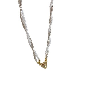 Collier magnétique en forme de cœur pour femme, design original, polyvalent, en métal argenté cassé, perlé, bijoux de corps tendance - Product Image 5