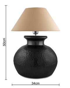 Industrial matt black hammered metal pitcher <b>table</b> lamp white cone shade rustic <b>bedside</b> accent light wholesale OEM - Product Image 5