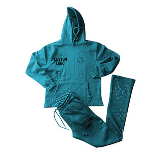 Ensemble de survêtement personnalisé pour homme, imprimé délavé à l'acide, respirant, pour le jogging, grande taille, deux pièces, pantalon uni - Product Image 5