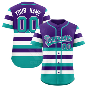 Camiseta de Béisbol Personalizada de Invierno, Rayas Verde Azulado, Negro y Blanco, Impresión Sublimada, Cierre de Botones, Unisex, Adulto, Manga Corta, Transpirable, 100% - Product Image 6