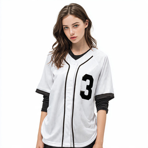 Camiseta de Béisbol Corta con Cuello en V para Mujer, de Malla Transpirable de Secado Rápido, Ajuste Holgado, Compra al por Mayor, con Número Personalizado y Estampado por Sublimación - Product Image 5