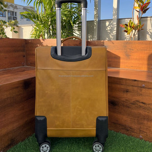 Hot Sale Hand Tooled Leather Travel <b>Trolley</b> Bag for Unisex Hair on Genuine Cow Leather Carry on Luggage Durable Luxury Suitcase - Product Image 3