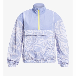 Light Blue Floral Print Quarter-<b>Zip</b> Racer <b>Jacket</b> Unisex Sporty Quick Dry Polyester Spring Wear - Product Image 1