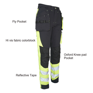 Pantalon cargo haute visibilité pour homme, vêtement de sécurité, pantalon réfléchissant avec cordon de serrage, salopette haute visibilité pour la route - Product Image 5