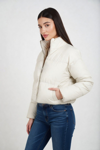 Custom <b>Men</b> <b>White</b> Hooded Puffer <b>Jacket</b> Winter Quilted <b>Jacket</b> Warm Insulated Outdoor <b>Jacket</b> Casual Streetwear Outerwear For Unisex - Product Image 4
