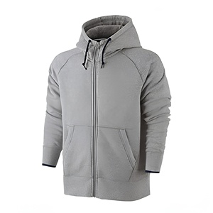 Men's Gray Full <b>Zip</b> <b>Hooded</b> Sweatshirt Regular Fit Solid Color Casual Hoodie Front Pockets Breathable Knit Fabric Autumn wear - Product Image 1