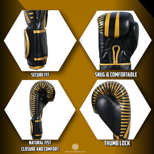 Gants de boxe en cuir synthétique en gros avec fermeture auto-agrippante, protection multicouche, évacuation de l'humidité et respirabilité - Product Image 5