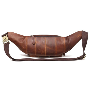 Premium Quality Unisex Genuine Leather Waist Bag Unisex Vintage Style Zipper Closure Multi Pocket Daily Use Fanny Pack - Product Image 5
