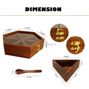 กล่องใส่เครื่องเทศไม้รูปหกเหลี่ยมจากผู้ผลิตอินเดีย ขายส่ง บูติก ซัพพลายเออร์ โรงงานโดยตรง MOQ ต่ำ เทรนด์ปี 2026 - Product Image 4