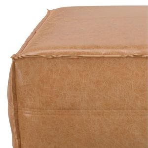 Tavolino da Caffè Extra Large Brody in Pelle Marrone Invecchiata, Pouf e Sgabelli - Product Image 4