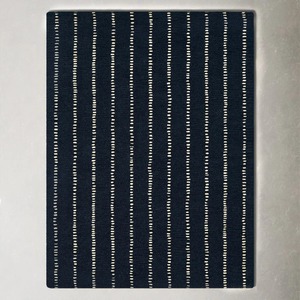 Alfombra Rectangular Azul Marino a Rayas, Tejido Plano de Lana y Poliéster, Moderna, Antideslizante con Base de Goma, Decoración para Sala de Estar - Product Image 1