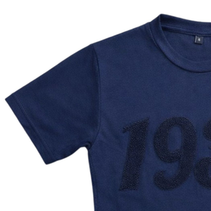 T-shirt d'été pour femmes Jack and Jill 1938 en chenille bleu marine, coupe classique, vente en gros - Product Image 4
