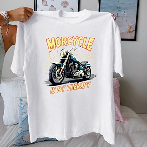 Moto avec éclairs T-shirt confortable en pur coton pour femme - Product Image 2