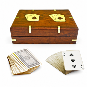 Premium Indian Rosewood Double Deck <b>Card</b> Box | Handmade Wooden Playing <b>Cards</b> Storage Case for Poker Bridge Casino Gift Use - Product Image 1