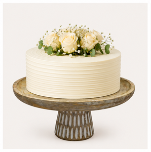 Base Redonda para Pastel de Madera de Mango Hecha a Mano con Pedestal Blanco, Elegante Base Rústica para Exhibición de Postres para Bodas y Cumpleaños - Product Image 6