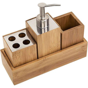 Ensemble d'accessoires de salle de bain en bois au design élégant pour la décoration, ensemble de salle de bain de luxe pour la maison ou l'hôtel - Product Image 3