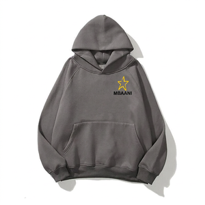 เสื้อฮู้ดโอเวอร์ไซส์สีพื้นปักโลโก้รูปดาวมีกระเป๋าหน้าสไตล์ลำลองสำหรับทุกเพศ เสื้อฮู้ดลำลองสำหรับผู้ชาย - Product Image 4
